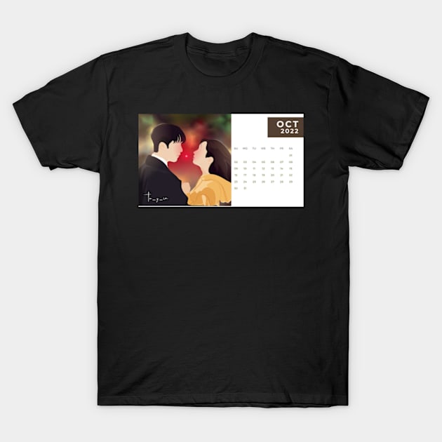 Calendar 2022 October with Korean Dramas T-Shirt by ayshatazin